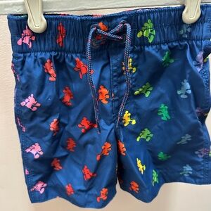 GAP Kids Blue Swim Trunks with Multicolor Bear Print